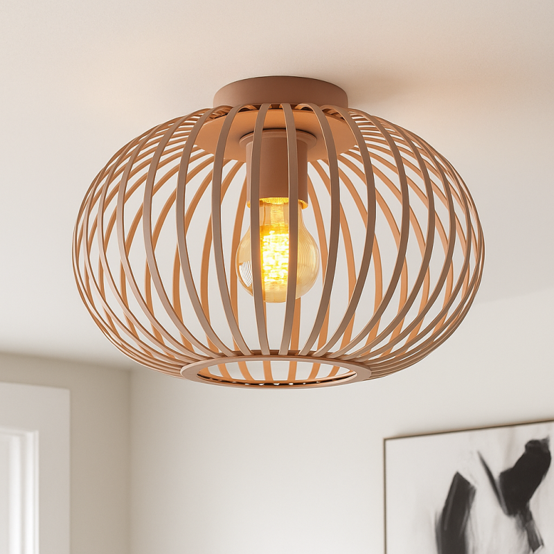Industriële plafondlamp oud roze, Lieve