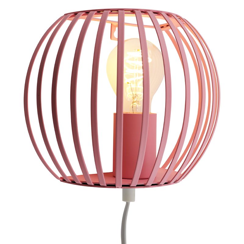 Industriële wandlamp roze, Lieve, met schakelaar