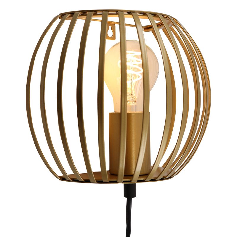 Industriële wandlamp goud, Lieve, met schakelaar