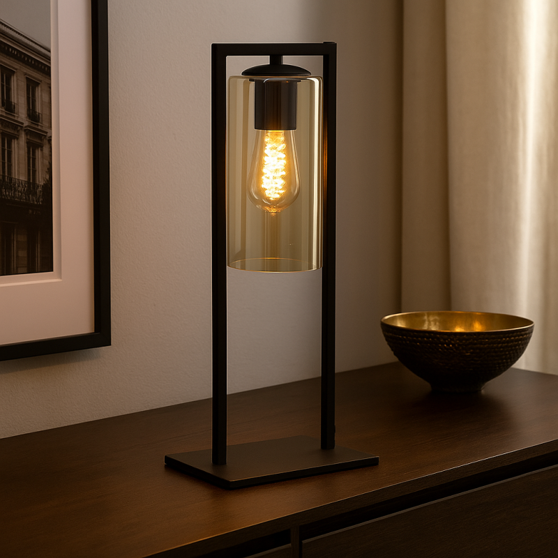 Industriële tafellamp zwart, Tonia, met schakelaar Industriële tafellamp zwart, Tonia, met schakelaar