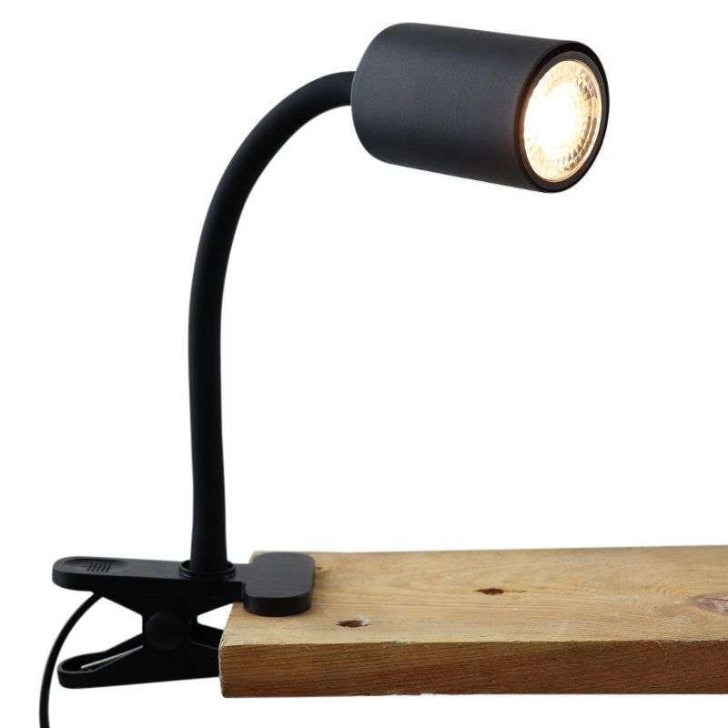 Moderne klemspot zwart, Elena, met schakelaar