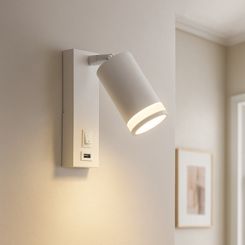 Moderne wandspot wit, Tara, met schakelaar Moderne wandspot wit, Tara, met schakelaar