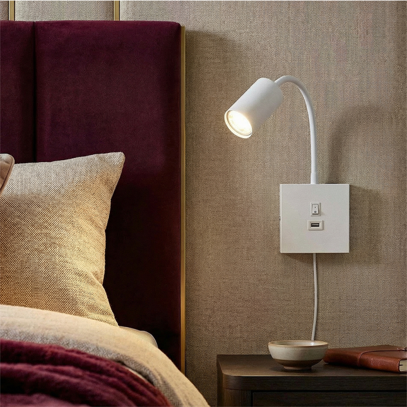 Moderne wandspot wit, Tibor, met schakelaar