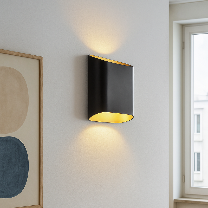 Moderne up down wandlamp zwart, Bouke