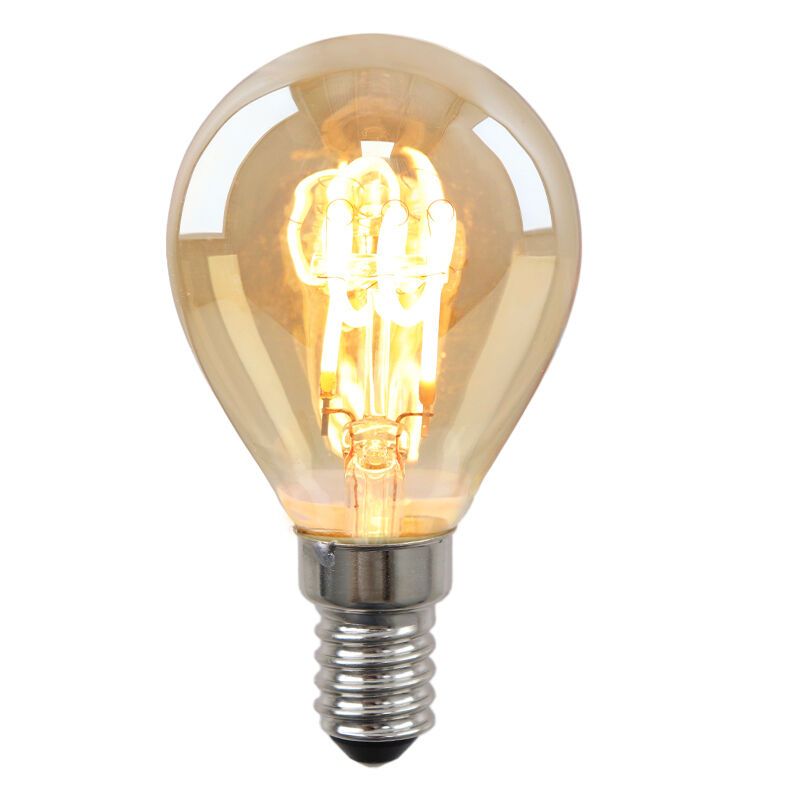 Dimbare Olucia E14 LED filament lamp Tuelo, amber, 4W, 2200K