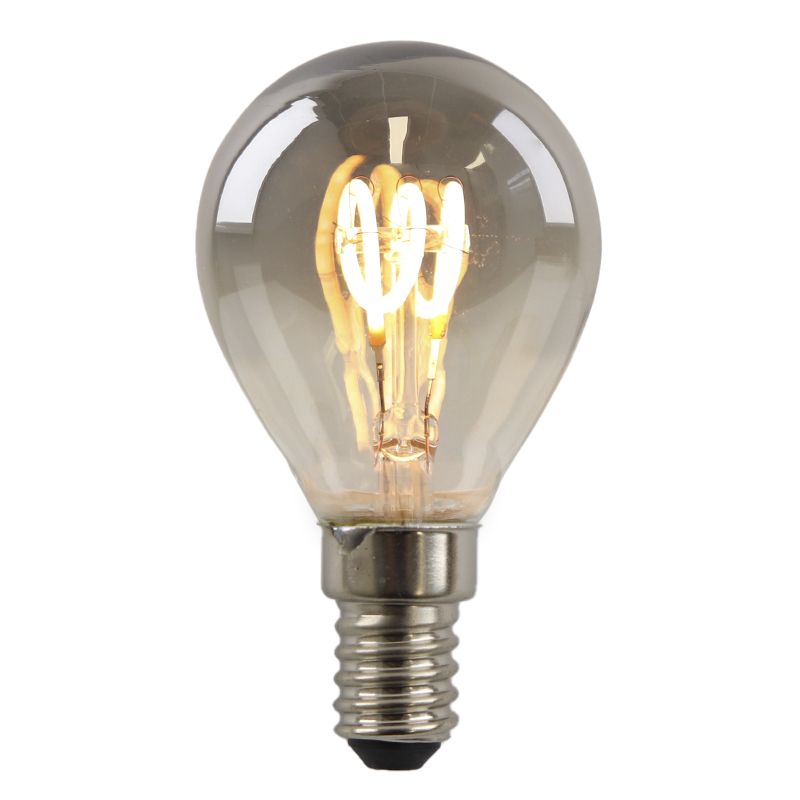 Dimbare Olucia E14 LED filament lamp Tuelo, grijs, P45, 4W, 2200K