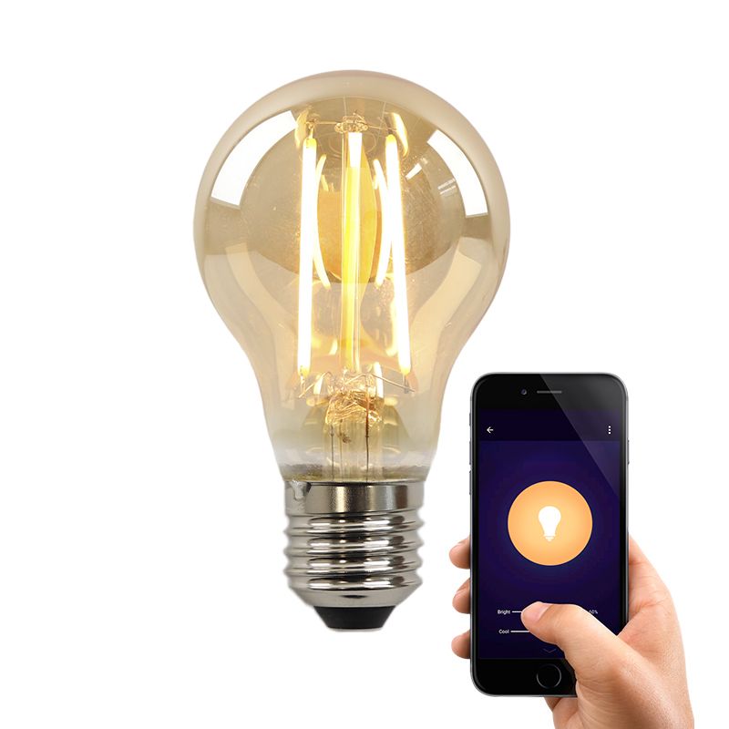 Olucia Smart LED lamp E27 Yona, amber, A60, 5W, dim to warm