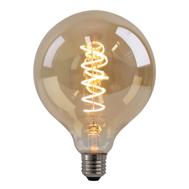 Dimbare Olucia E27 LED filament lamp Tuelo, amber, G125, 4W, 2200K