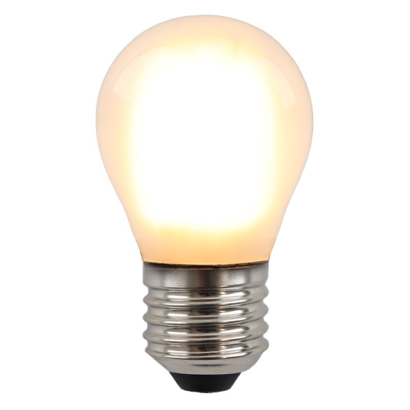 Dimbare Olucia E27 LED filament lamp Carel, P45, 5W, 2700K