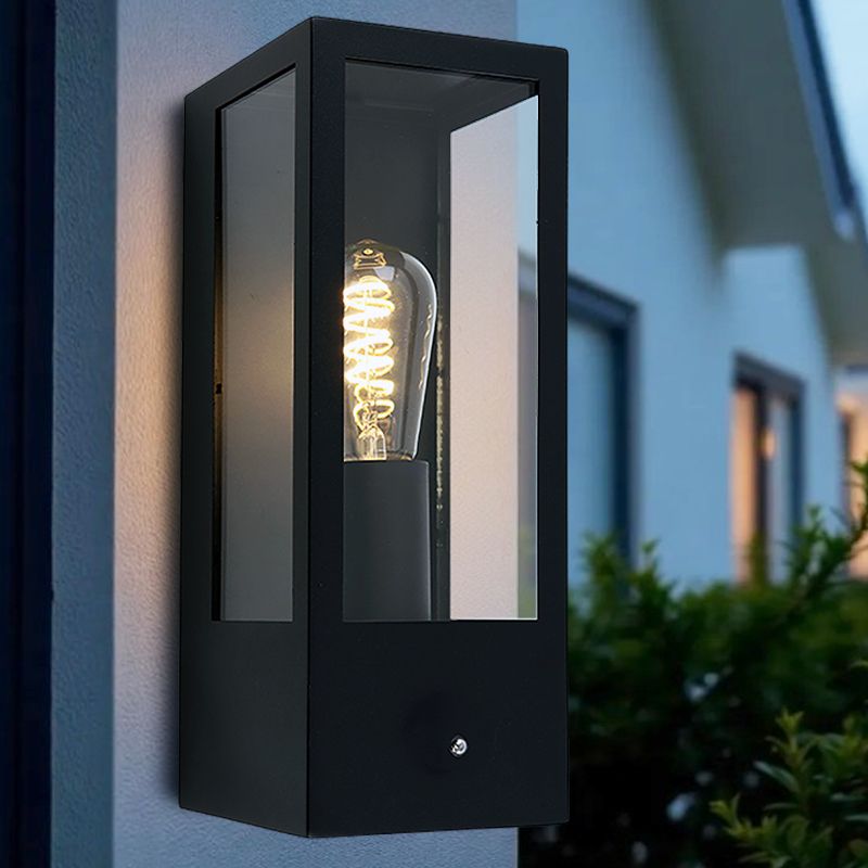 Moderne buiten wandlamp met schemersensor zwart, Senne, IP44