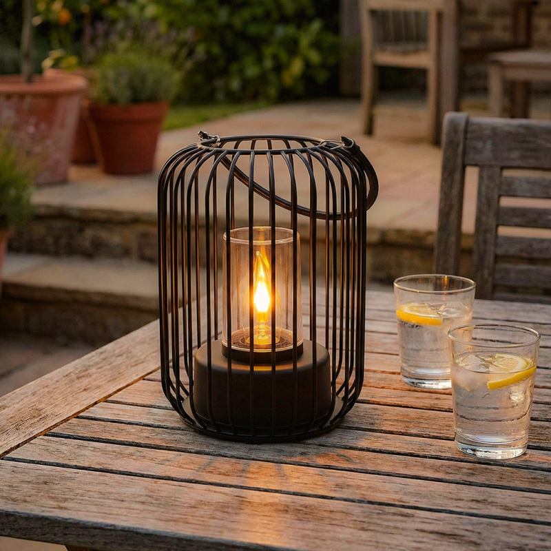 Moderne buiten tafellamp zwart, Enya, IP44 Moderne buiten tafellamp zwart, Enya, IP44