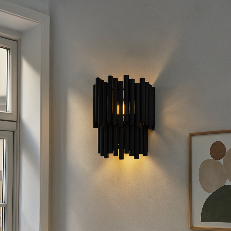 Moderne wandlamp zwart, Joelle, met schakelaar