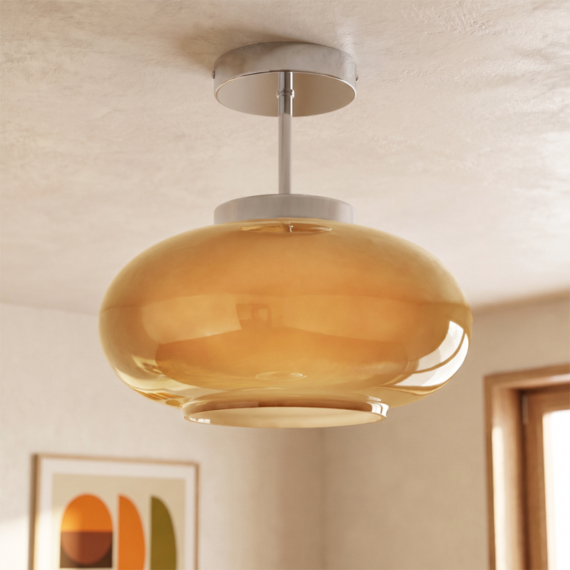 Retro plafondlamp taupe, Elba
