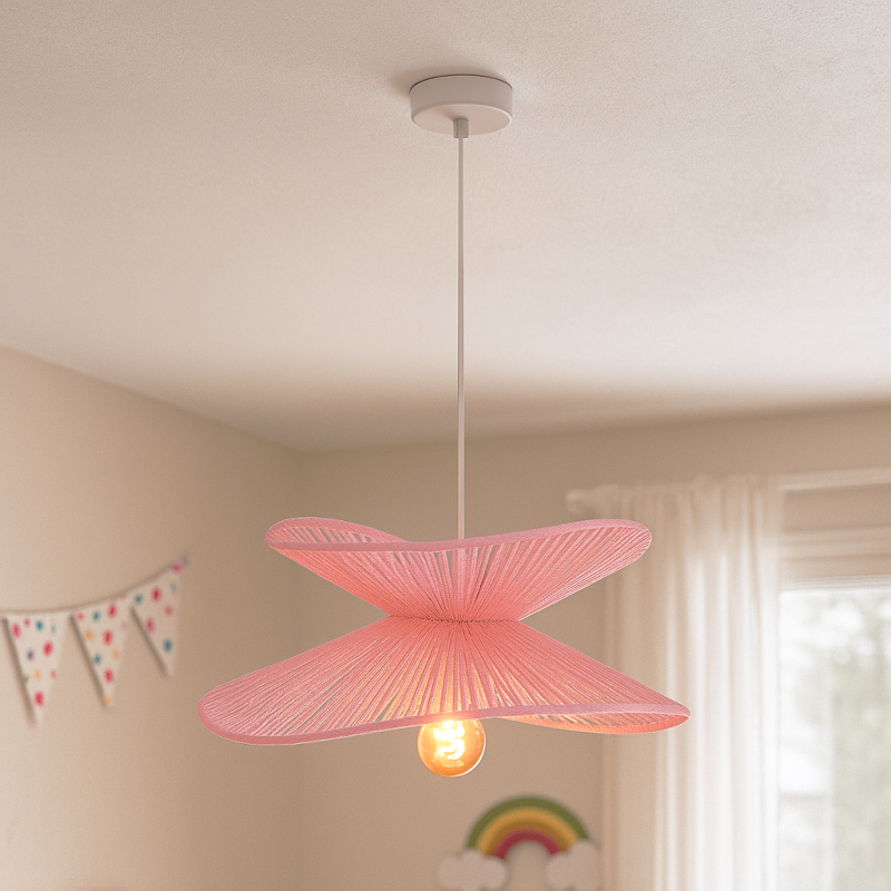 Papieren hanglamp roze, Rosalie