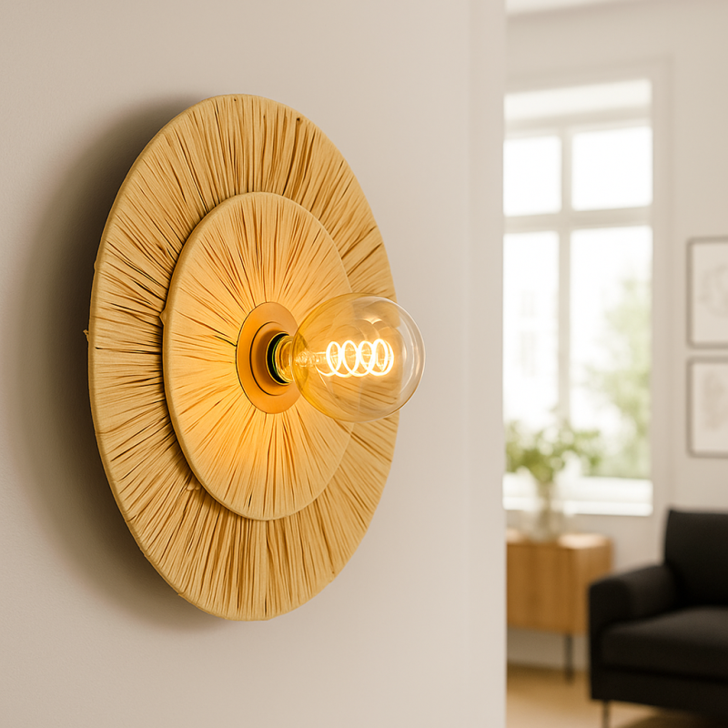 Papieren wandlamp bruin, Daisy, met schakelaar