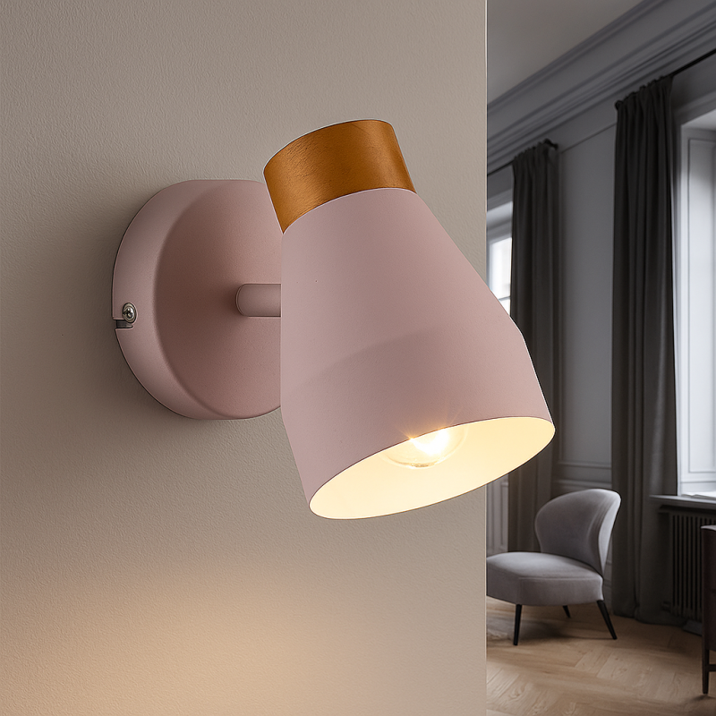 Landelijke wandlamp roze, Freddie, met schakelaar Landelijke wandlamp roze, Freddie, met schakelaar