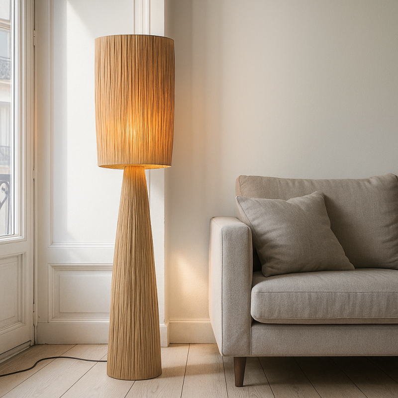 Papieren vloerlamp bruin, Daisy, met schakelaar Papieren vloerlamp bruin, Daisy, met schakelaar