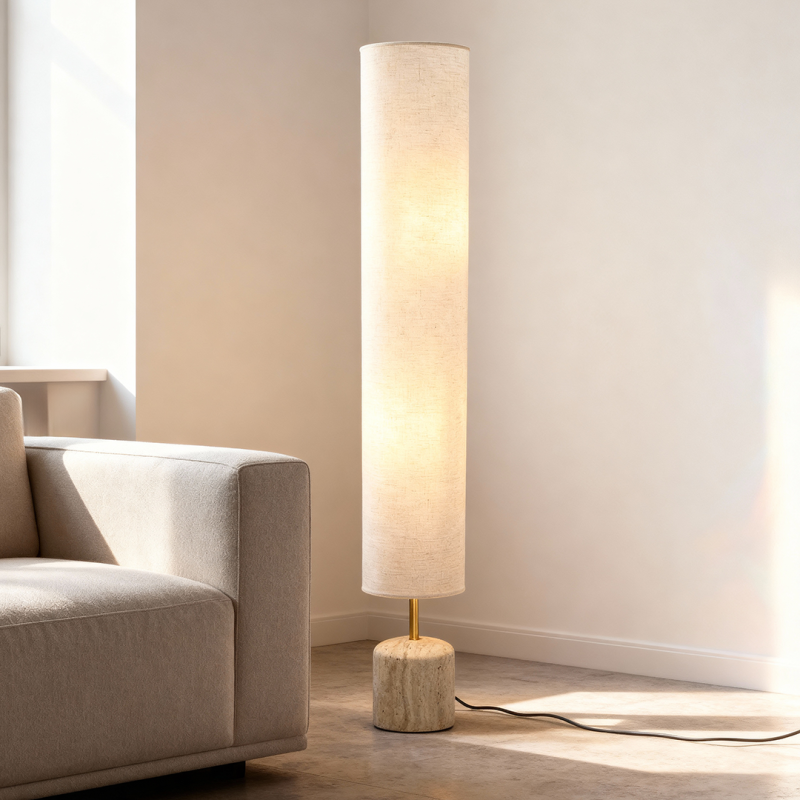 Moderne vloerlamp beige, Ghislaine, met schakelaar