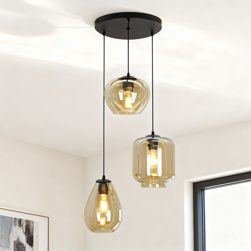 Moderne hanglamp amber, Caia