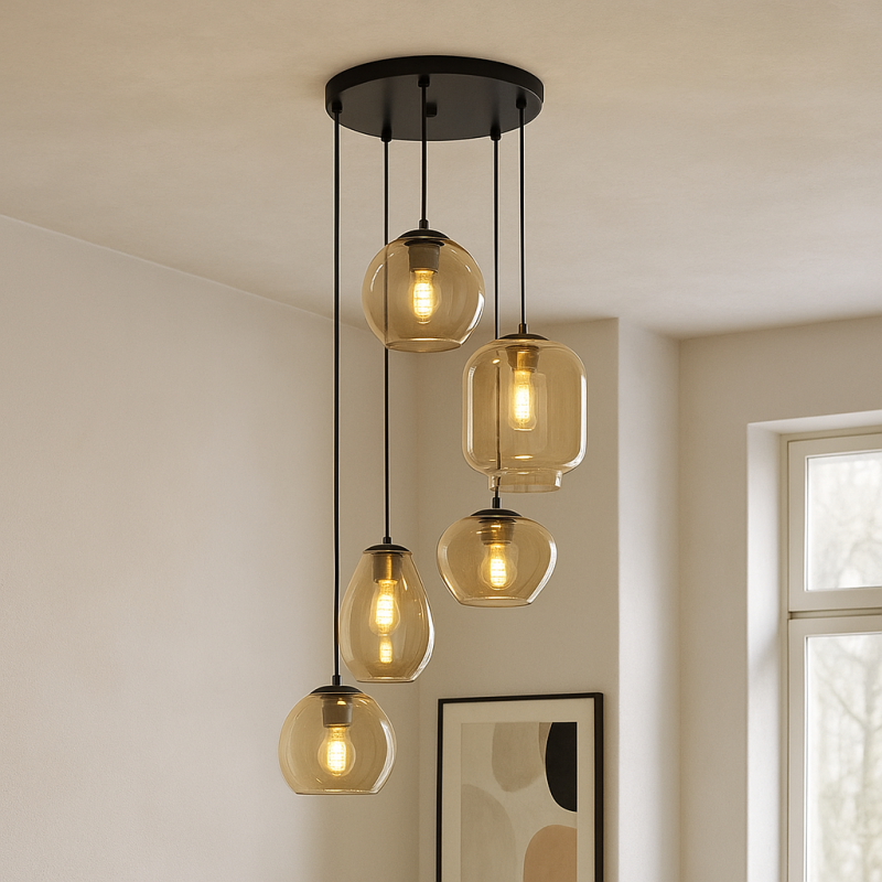Moderne hanglamp amber, Caia
