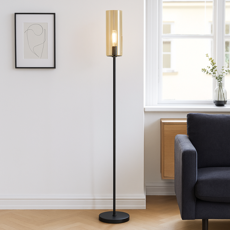 Moderne vloerlamp amber, Gaya, met schakelaar
