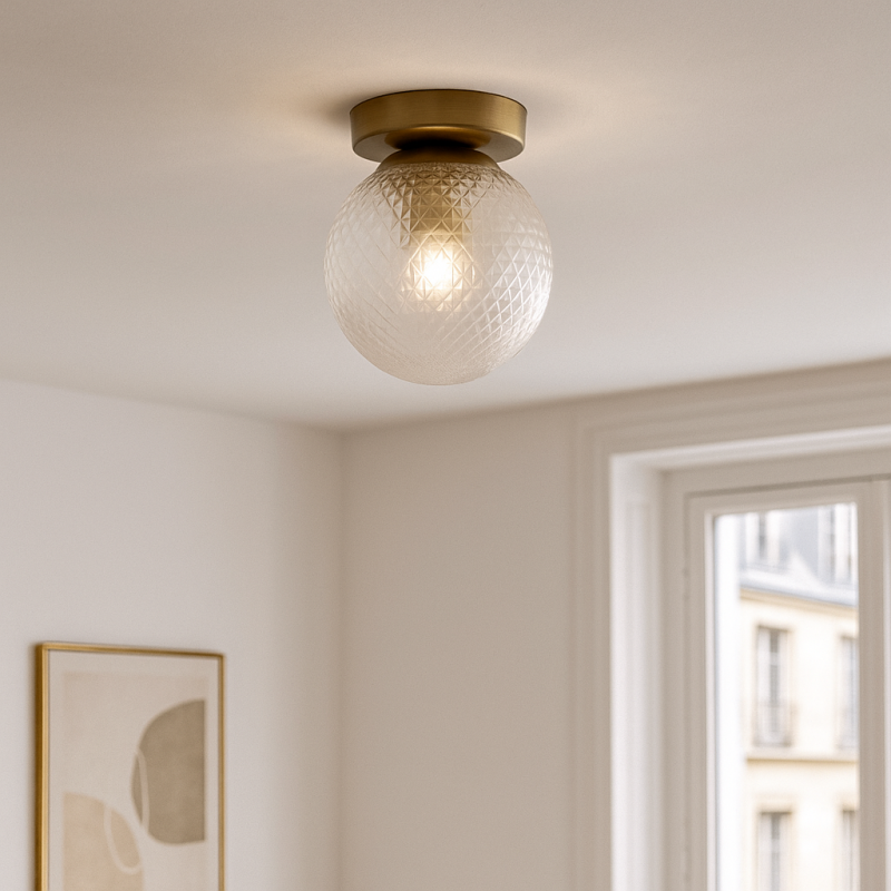 Retro plafondlamp transparant, Johnson