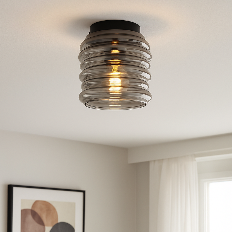 Glazen plafondlamp grijs, Karen