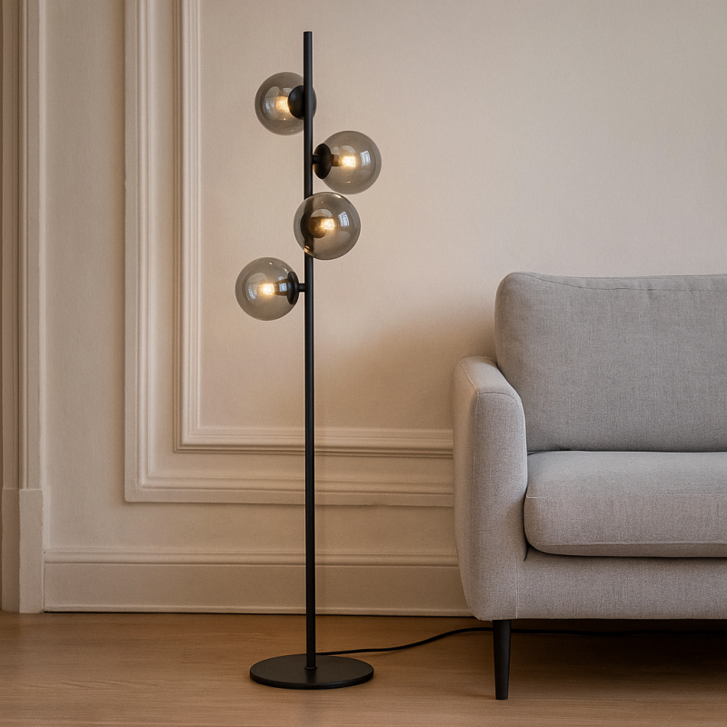 Design vloerlamp grijs, Remo, met schakelaar