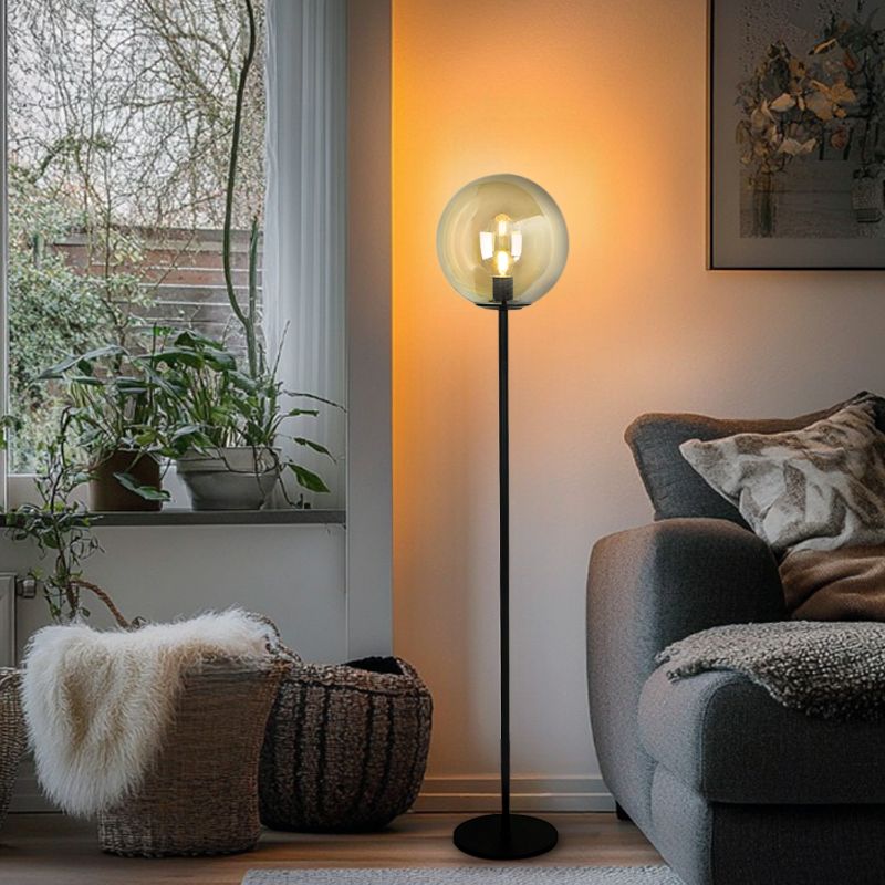 Design vloerlamp amber, Dolf, met schakelaar