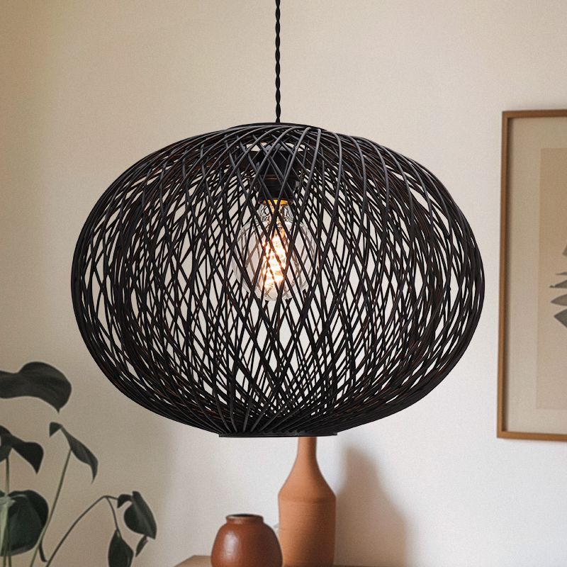 Bamboe hanglamp zwart, Florine