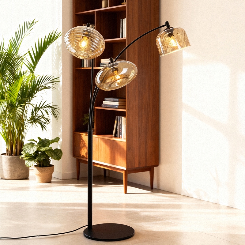 Moderne vloerlamp amber, Caia, met schakelaar