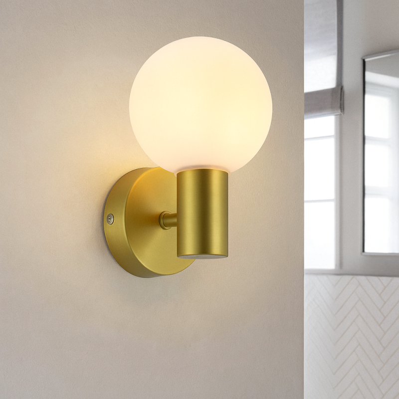 Moderne badkamer wandlamp goud, Amer, IP44 Moderne badkamer wandlamp goud, Amer, IP44