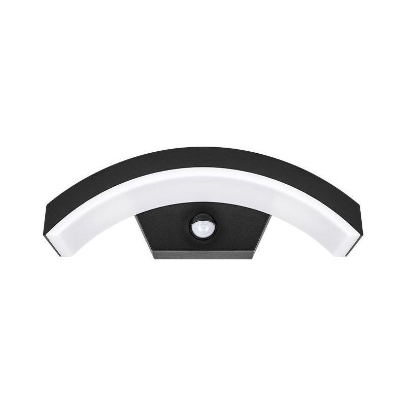 Moderne buiten wandlamp met bewegingssensor zwart, Sadik, 9W, 4000K LED, IP54