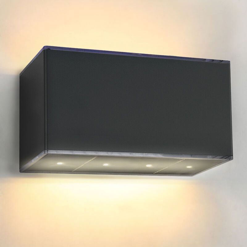 Zwarte buiten wandlamp op zonne-energie kunststof, Sunaina, 1W, 3000K LED, IP65 Zwarte buiten wandlamp op zonne-energie kunststof, Sunaina, 1W, 3000K LED, IP65
