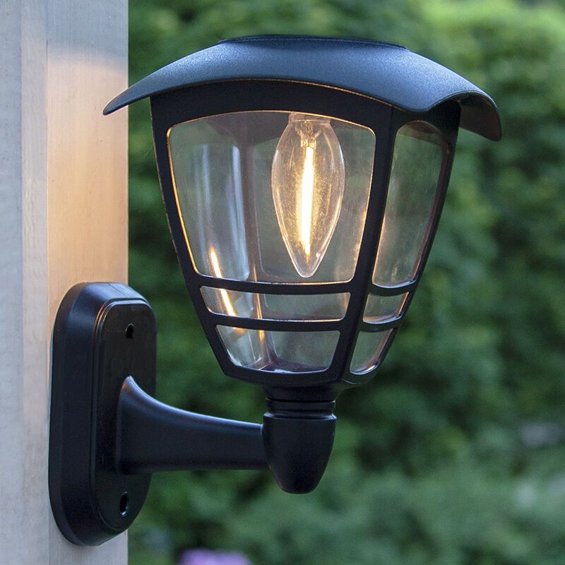 Klassieke buiten wandlamp op zonne-energie zwart, Adne, 0,03W, 3000K LED, IP44 Klassieke buiten wandlamp op zonne-energie zwart, Adne, 0,03W, 3000K LED, IP44