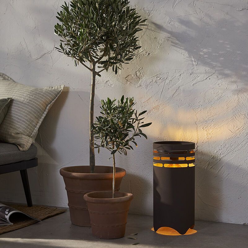 Ronde solar lantaarn Aidan, zwart, 40 cm breed