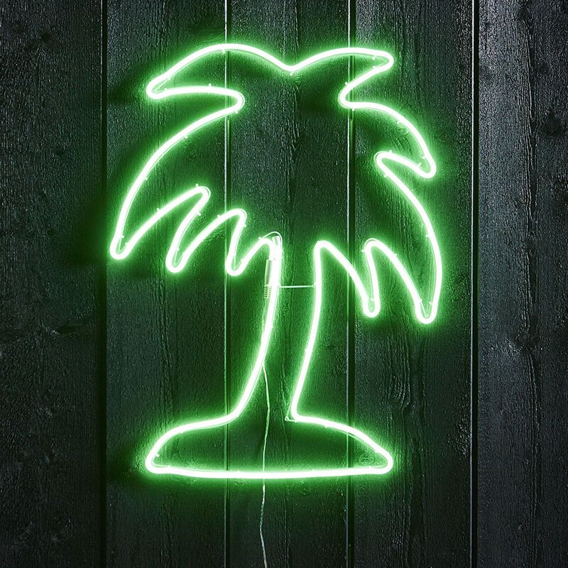 Neon silhouette Palmboom groen, voor binnen en buiten