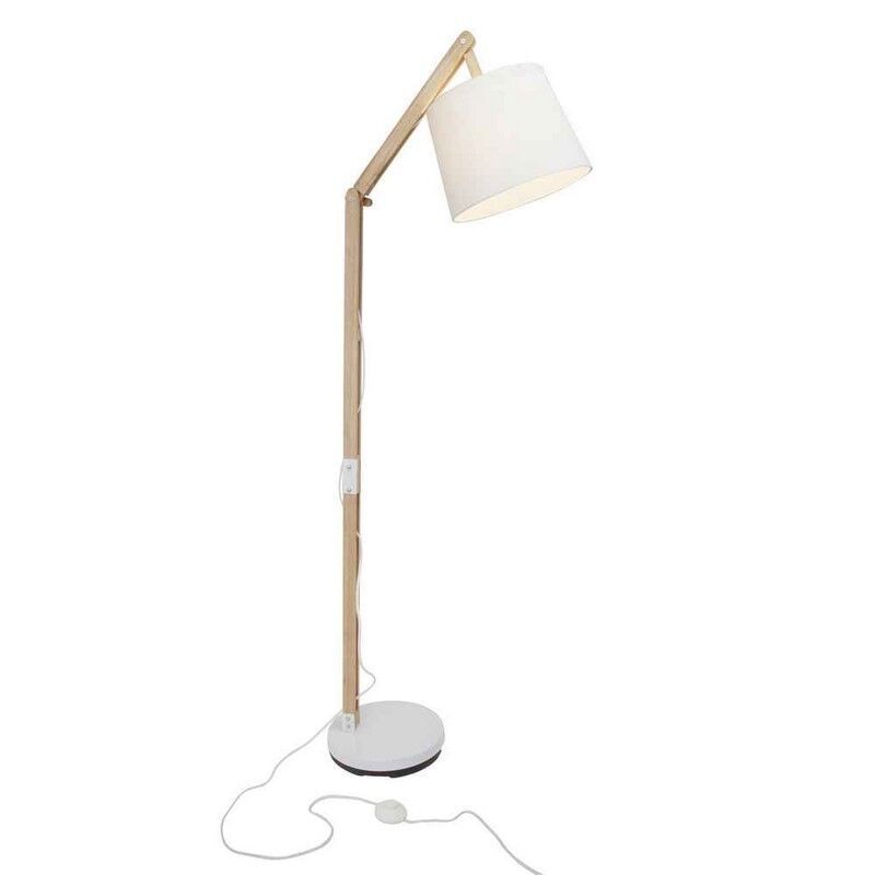 Bleek hout, witte vloerlamp Iulia