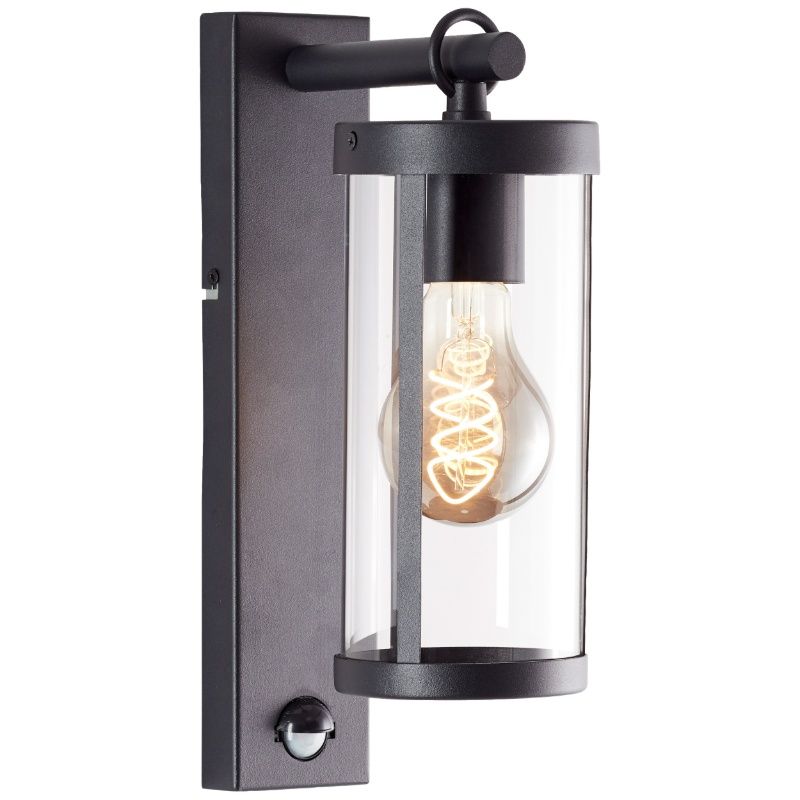 Moderne buiten wandlamp met bewegingssensor zwart, Sjoukje, IP44