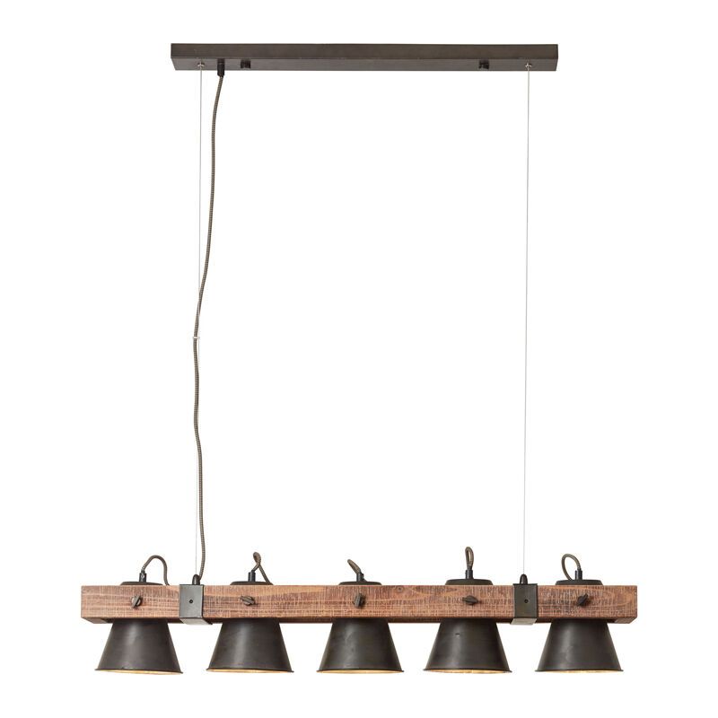 Industriële eettafel hanglamp Audrey, zwart, hout