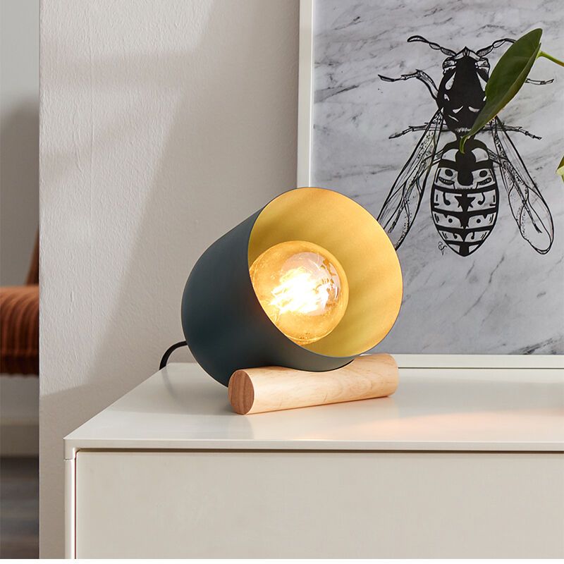 Moderne tafellamp Riaz, Metaal, met Aan/uit schakelaar op het snoer Moderne tafellamp Riaz, Metaal, met Aan/uit schakelaar op het snoer