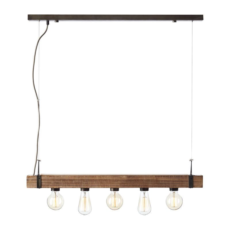 Industriële hanglamp Asli, zwart, hout Industriële hanglamp Asli, zwart, hout