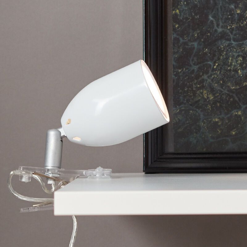 Kunststof klemspot wit, Keke, met schakelaar