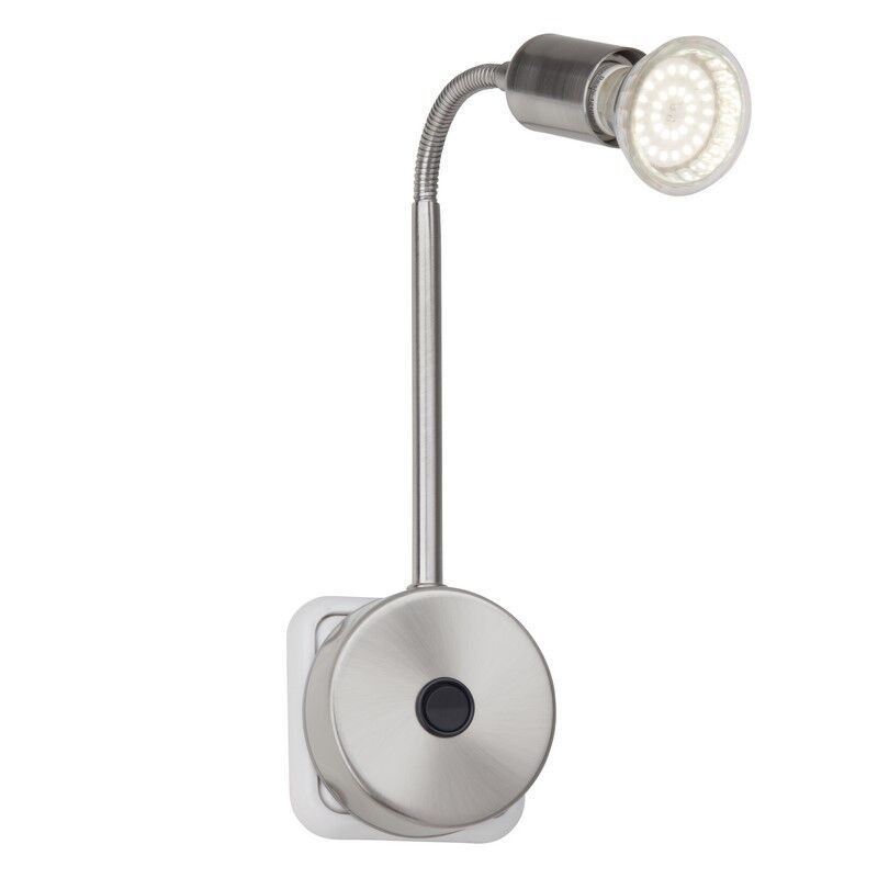 Metalen stopcontact wandlamp chroom, Hayo, met schakelaar