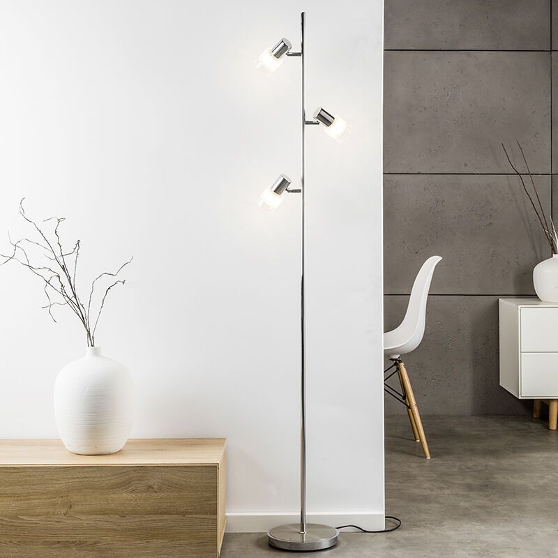 Metalen vloerlamp chroom, Blake, met schakelaar Metalen vloerlamp chroom, Blake, met schakelaar