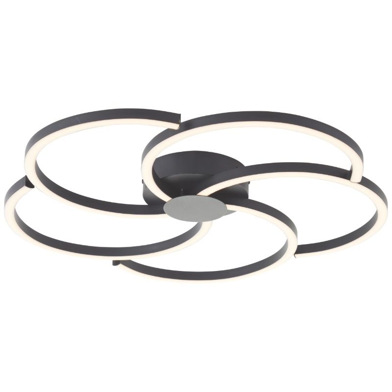 Design plafondlamp zwart, Somia, 32W, 3000K LED, 3-staps dimbaar Design plafondlamp zwart, Somia, 32W, 3000K LED, 3-staps dimbaar