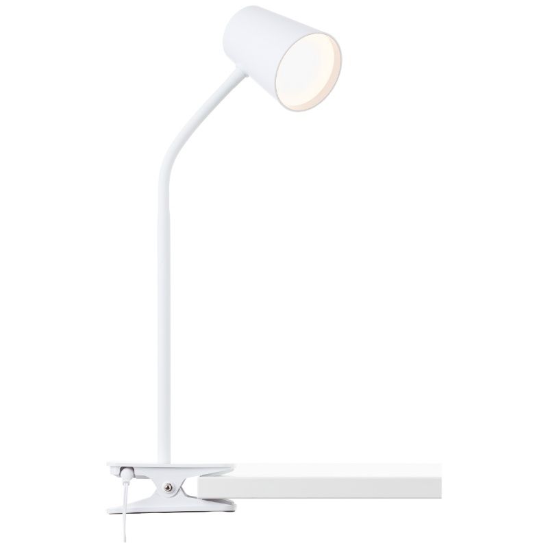 Kunststof klemlamp wit, Musab, 7W, 3000K LED, 3-staps dimbaar Kunststof klemlamp wit, Musab, 7W, 3000K LED, 3-staps dimbaar