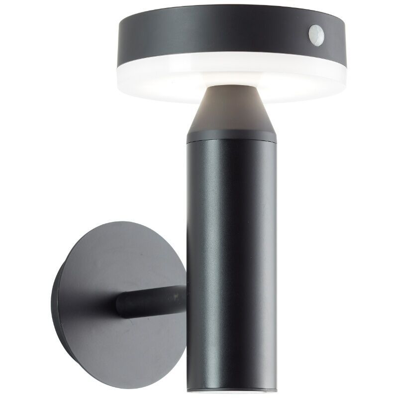 Metalen buiten wandlamp op zonne-energie zwart, Kubilay, 3W, 4000K LED, IP44