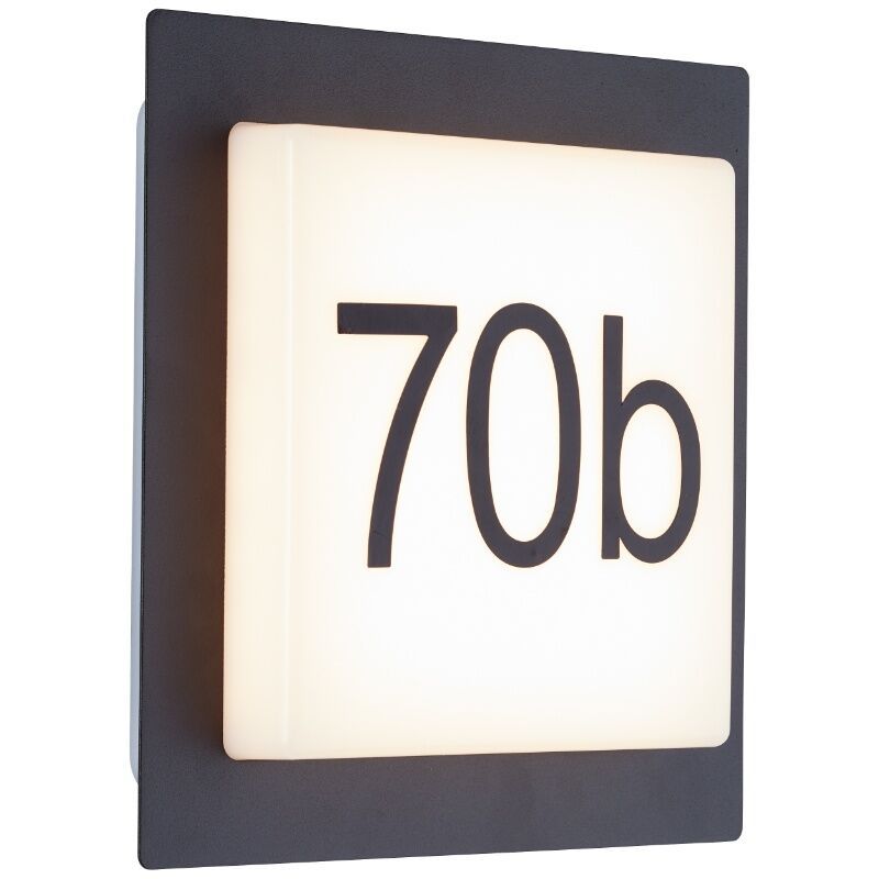 Aluminium huisnummer met verlichting zwart, Nurcan, 9W, 3000K LED, IP44