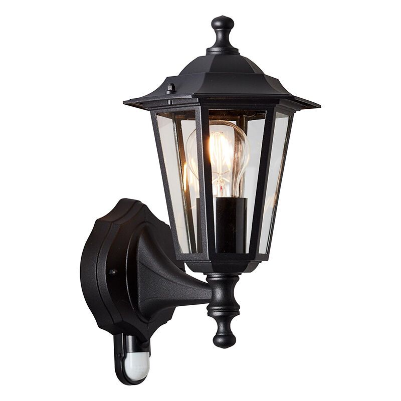 Klassieke buiten wandlamp met bewegingssensor zwart, Rayn, IP44 Klassieke buiten wandlamp met bewegingssensor zwart, Rayn, IP44